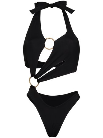 Shop Louisa Ballou Sex Wax halterneck cutout swimsuit with Express Delivery - FARFETCH