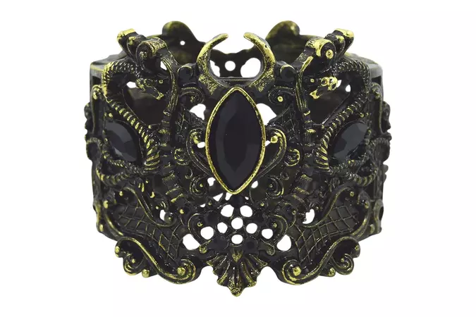 Restyle Pagan Snake Goddess Magical Power black stone Cuff Bracelet – Skelapparel