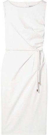 Cordoba Belted Stretch-cotton Dress - White