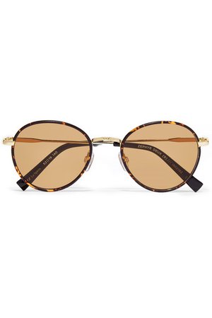Le Specs | Zephyr Deux round-frame tortoiseshell acetate and gold-tone sunglasses | NET-A-PORTER.COM