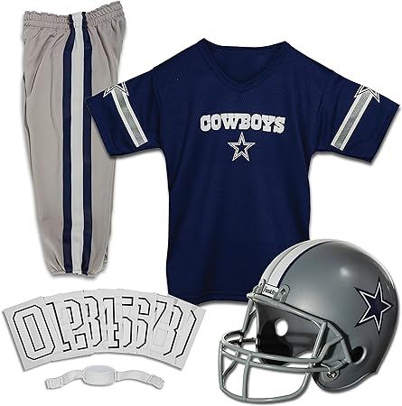 Amazon.com : Franklin Sports Dallas Cowboys Kids Football Uniform Set - NFL Youth Football Costume for Boys & Girls - Set Includes Helmet, Jersey & Pants - Small : Football Uniforms : Sports & Outdoors