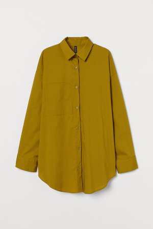 Oversized Cotton Shirt - Yellow