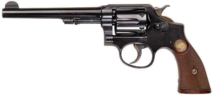 Smith & Wesson Model M&P Revolver with long barrel and Gold Medallion grips - .38 Special