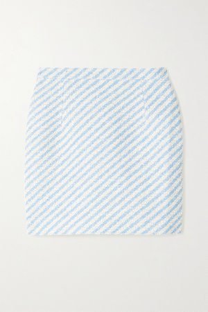 Light blue Metallic striped cotton-blend tweed mini skirt | Alessandra Rich | NET-A-PORTER