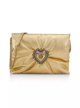 Shop Dolce&Gabbana Small Devotion Padded Metallic Leather Shoulder Bag | Saks Fifth Avenue
