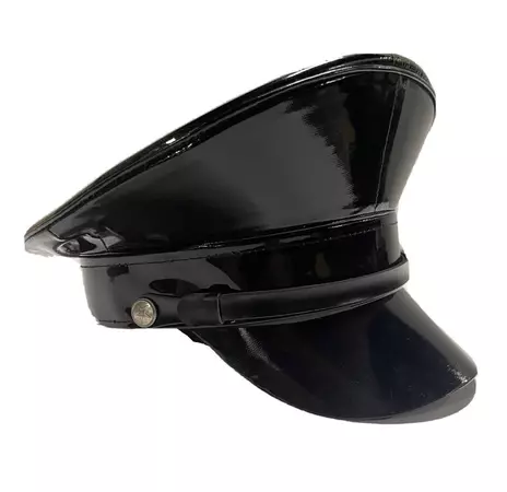 Industrial Punk Gothic Black PVC Military Hat