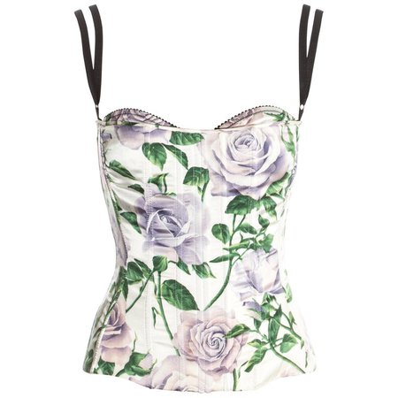 Dolce and Gabbana floral silk boned corset with bra, c. 1990s For Sale at 1stdibs