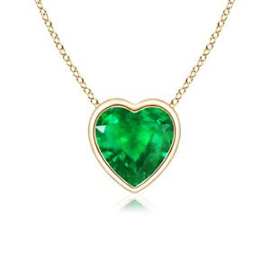 Gold Emerald Heart Pendant Necklace