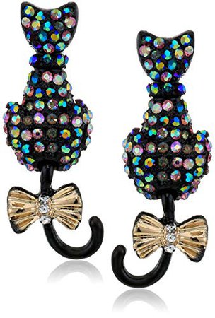 Betsey Johnson Pave Cat Drop Earrings, Multi, One Size: Amazon.ca: Jewelry