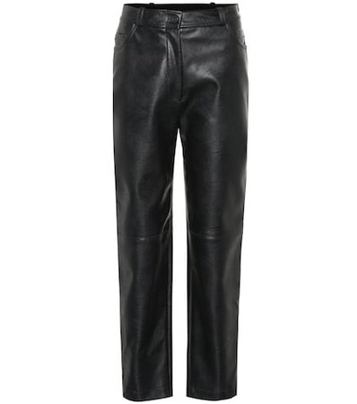 Faux leather high-rise pants
