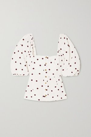 GANNI | Polka-dot cotton-poplin blouse | NET-A-PORTER.COM