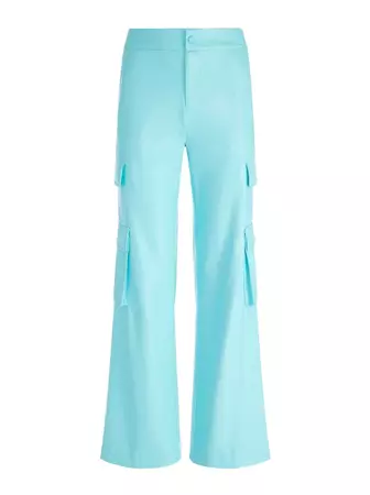Hayes Vegan Leather Wide Leg Pant In Aqua Blue | Alice And Olivia
