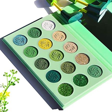 Amazon.com : Green Eyeshadow Palette Green Glitter Eyeshadow Highly Pigmented, Afflano Forest Emerald Green Christmas Makeup Palettes,Yellow Lime Grass Grinch Green Makeup Eye Shadow Pallet Matte Shimmer 15 Color : Beauty & Personal Care