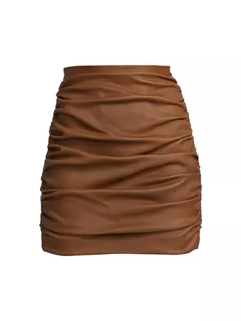 Shop LaQuan Smith Ruched Lambskin Mini-Skirt | Saks Fifth Avenue