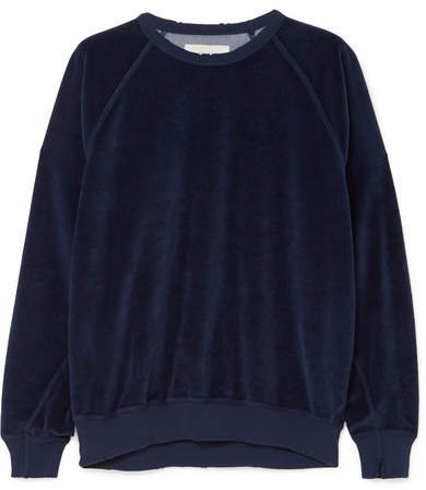The College Cotton-blend Velour Sweatshirt - Navy