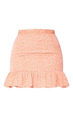 Peach Printed Frill Hem Skirt | Co-Ords | PrettyLittleThing USA