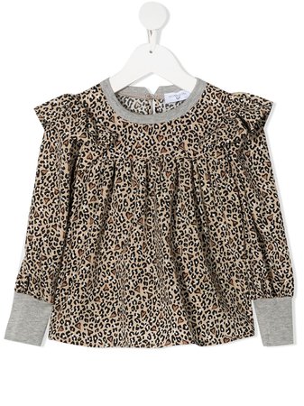 Shop Monnalisa long-sleeved leopard print blouse with Express Delivery - Farfetch