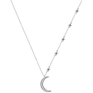 Amazon.com: Fashion Star and Moon Necklace Pendant Silver Color Long Clavicle Chain Necklace for Women Elegant Sweet Style: Jewelry