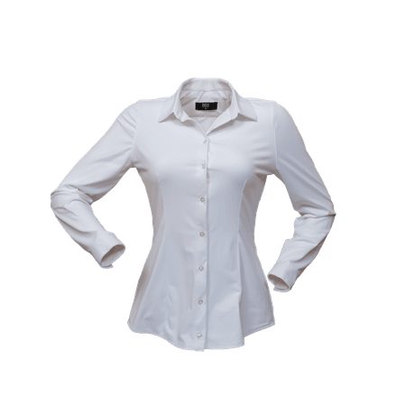 white women's collared button-up dress shirt