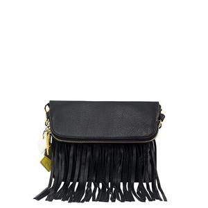 Flamingo Leather Fringe Handbag - Midnight Black – Rebel Mama Clothing