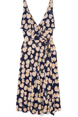 Diane von Furstenberg | Naya bedrucktes Wickelkleid aus Seiden-Jersey mit Rüschen | NET-A-PORTER.COM