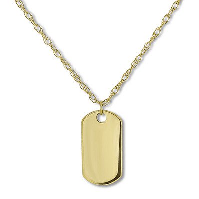 Dog Tag Necklace 14K Yellow Gold 16" Adjustable - 713954105 - Jared
