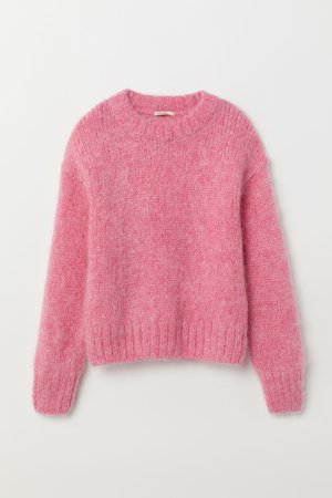 Knitted wool-blend jumper - Pink - Ladies | H&M GB