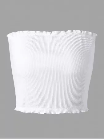 [28% OFF] 2018 Ribbed Flounced Tube Top In WHITE S | ZAFUL