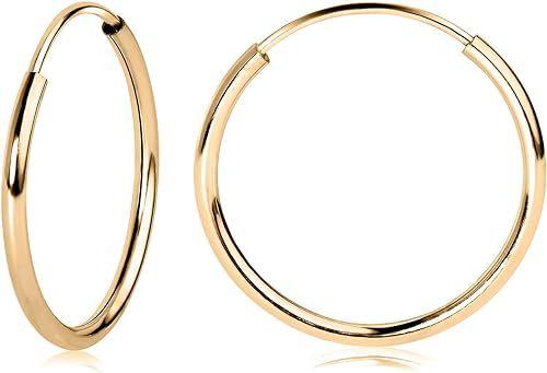 Amazon.com: 14k Yellow Gold Endless Hoop Earrings 14x1.0mm: Clothing, Shoes & Jewelry