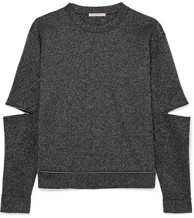 Zip-detailed Lurex Sweatshirt - Black
