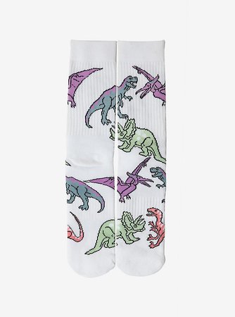 Pastel Dinosaur Crew Socks