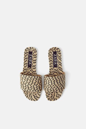 NATURAL COLORED WOVEN FLAT SANDALS - Flat Sandals-SHOES-WOMAN | ZARA United States