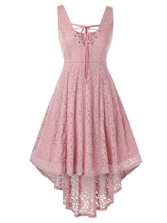 Lace High Low Sleeveless Dress | Rosegal
