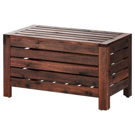 ÄPPLARÖ Storage bench, outdoor - brown stained brown - IKEA