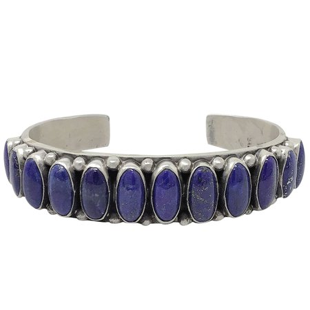 Dave Lister Navajo Handmade Blue Lapis Lazuli Row Bracelet