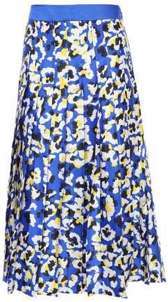 Nyx Pleated Printed Satin-twill Midi Skirt