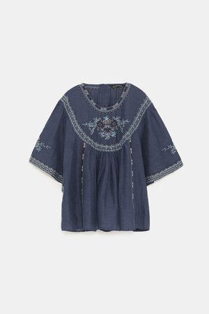 EMBROIDERED BLOUSE - View All-SHIRTS | BLOUSES-WOMAN | ZARA United States