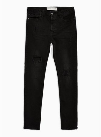 Black Double Knee Rip Jeans with Chain - Festival - Clothing - TOPMAN USA