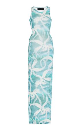 Sea Breeze Printed Mesh Maxi Dress By Louisa Ballou | Moda Operandi