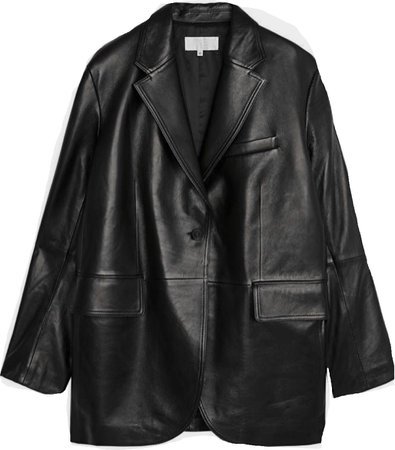 Oversized Leather Blazer - Black