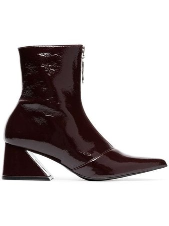 Yuul Yie Burgundy 60 Zipped Patent Leather Boots - Farfetch