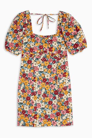 Multicolored Floral Poplin Tea Dress | Topshop