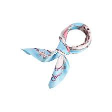 light blue and white satin hair scarf