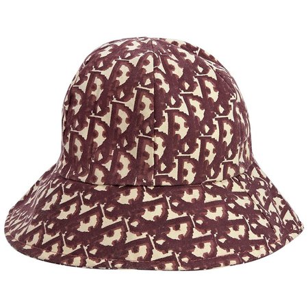 Red and Cream Vintage Christian Dior Bucket Hat For Sale at 1stdibs