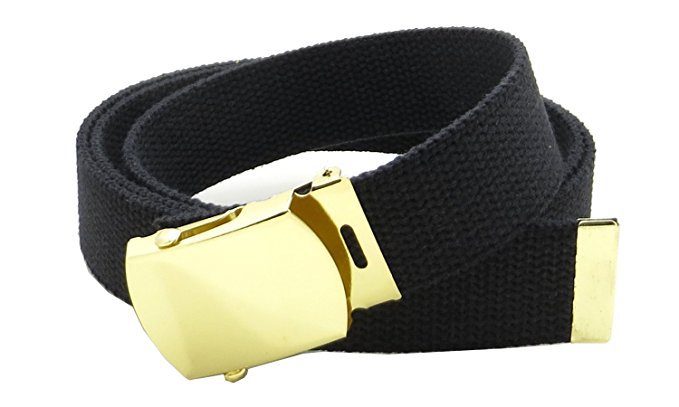 army belt with gold buckle black
