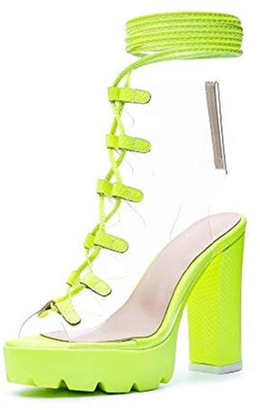 Amazon.com | LLADYY Women's Platform high Heels Strap Fish Mouth Dress Clear Shoes White Wedding Banquet Beautiful Sandals Summer (7, Green) | Heeled Sandals