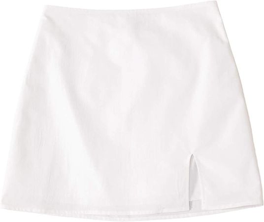 Amazon.com: Verdusa Women's Split Hem Zip Up Side High Waist Bodycon Short Skirt White M 1 : Clothing, Shoes & Jewelry