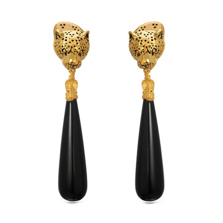 Victor Velyan, Earrings "Leopard" with removable drops, Black Almond Onyx ,18K gold