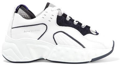 Manhattan Leather, Suede And Mesh Sneakers - White