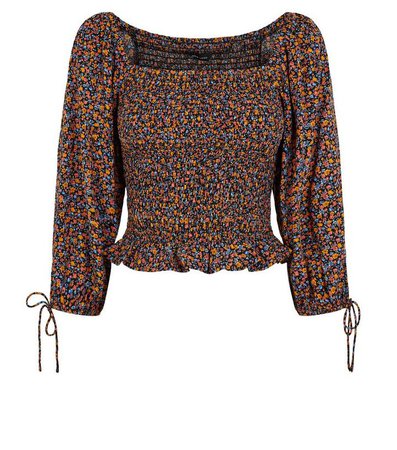 Black Ditsy Floral Square Neck Top | New Look